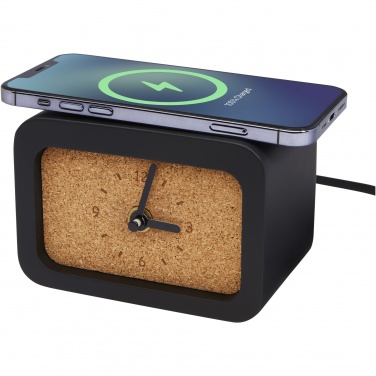 Logo trade business gifts image of: Momento wireless limestone charging desk clock