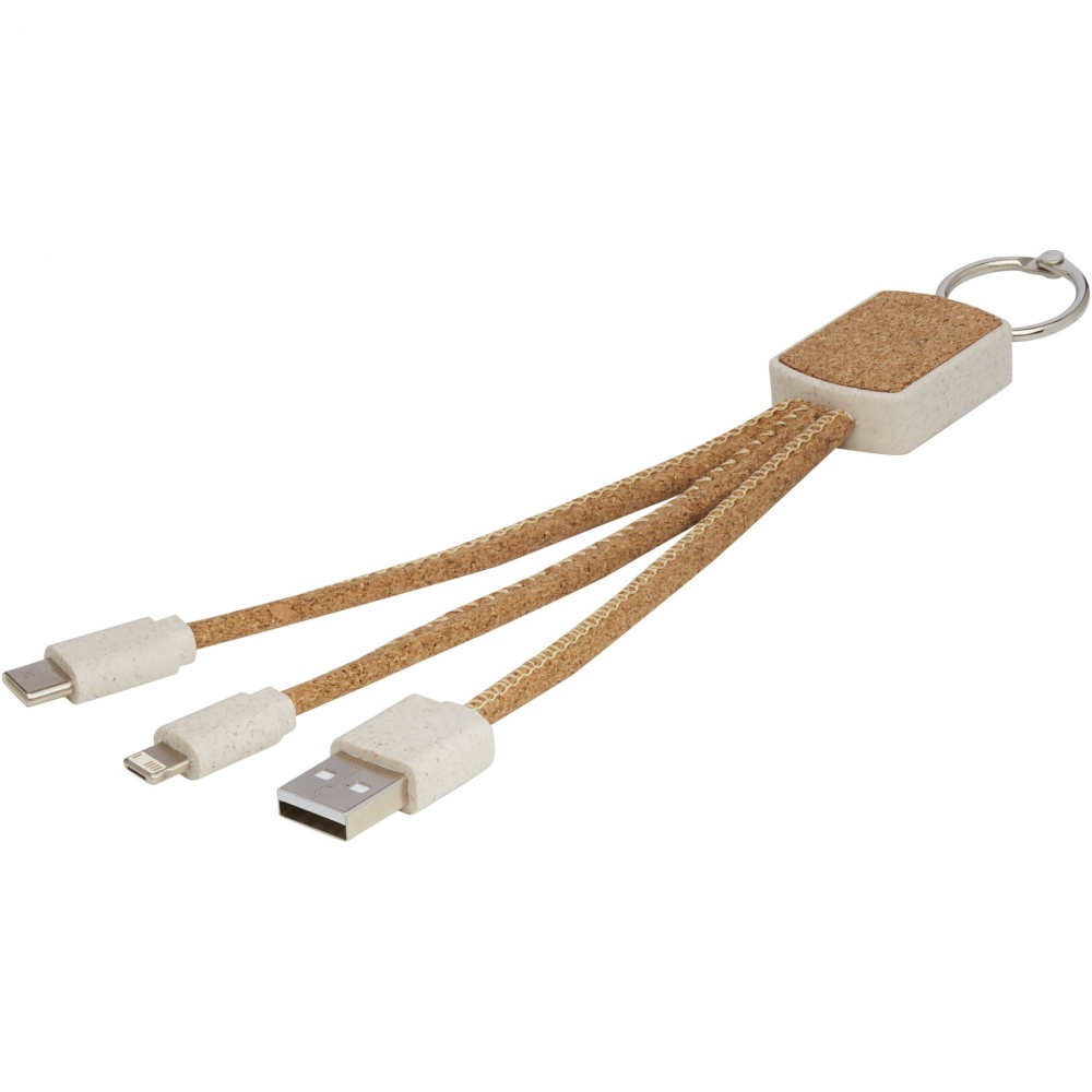 Logo trade promotional gift photo of: Bates wheat straw and cork 3-in-1 charging cable