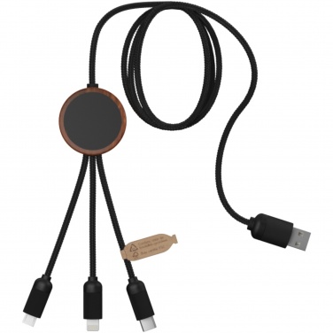 Logo trade promotional gift photo of: SCX.design C36 3-in-1 rPET light-up logo extended charging cable with round bamboo casing
