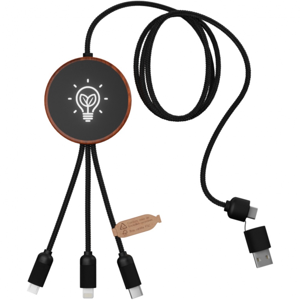 Logotrade corporate gift picture of: SCX.design C40 5-in-1 rPET light-up logo charging cable and 10W charging pad