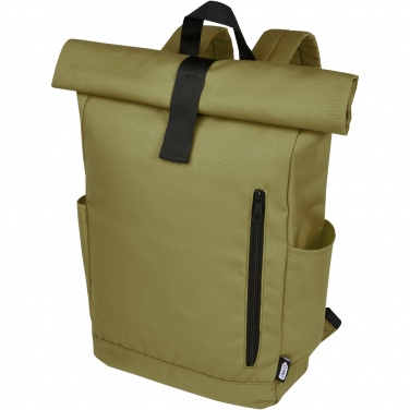 Logo trade promotional giveaway photo of: Byron 15.6" GRS RPET roll-top backpack 18L