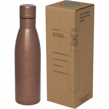 Logo trade corporate gifts image of: Vasa 500 ml RCS certified recycled stainless steel copper vacuum insulated bottle