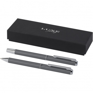 Logotrade advertising products photo of: Lucetto recycled aluminium ballpoint and rollerball pen gift set