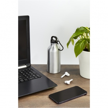 Logo trade advertising product photo of: Oregon 400 ml RCS certified recycled aluminium water bottle with carabiner