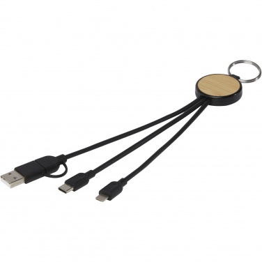 Logotrade promotional merchandise picture of: Tecta 6-in-1 recycled plastic/bamboo charging cable with keyring