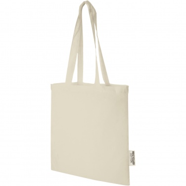 Logo trade promotional giveaways picture of: Madras 140 g/m2 GRS recycled cotton tote bag 7L
