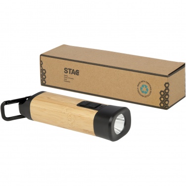 Logotrade promotional gift picture of: Kuma bamboo/RCS recycled plastic torch with carabiner
