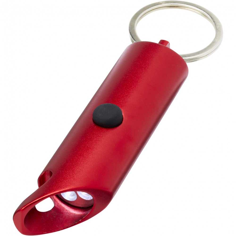 Logo trade promotional gifts image of: Flare RCS recycled aluminium IPX LED light and bottle opener with keychain