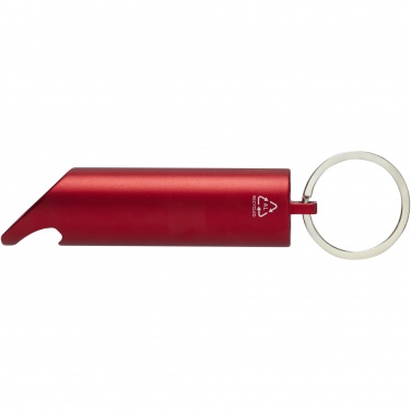 Logo trade advertising product photo of: Flare RCS recycled aluminium IPX LED light and bottle opener with keychain