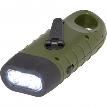 Logotrade advertising product image of: Helios recycled plastic solar dynamo flashlight with carabiner