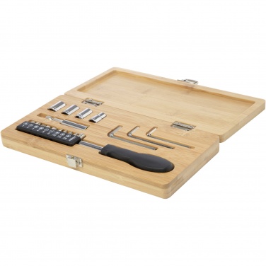 Logo trade promotional products image of: Rivet 19-piece bamboo/recycled plastic tool set