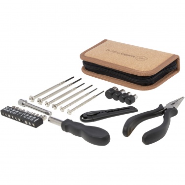 Logotrade promotional gift image of: Spike 24-piece RCS recycled plastic tool set with cork pouch