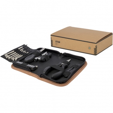 Logo trade advertising products image of: Spike 24-piece RCS recycled plastic tool set with cork pouch