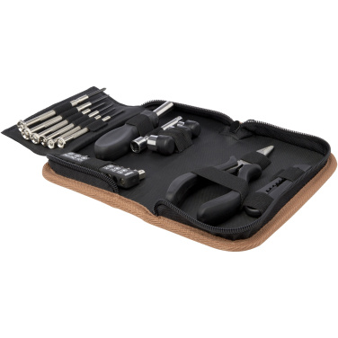 Logo trade advertising products picture of: Spike 24-piece RCS recycled plastic tool set with cork pouch