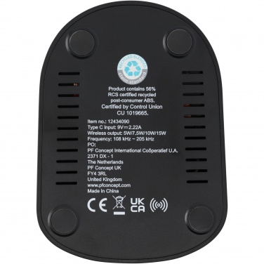 Logo trade corporate gift photo of: Loop 15W dual coil RCS recycled plastic wireless charging stand