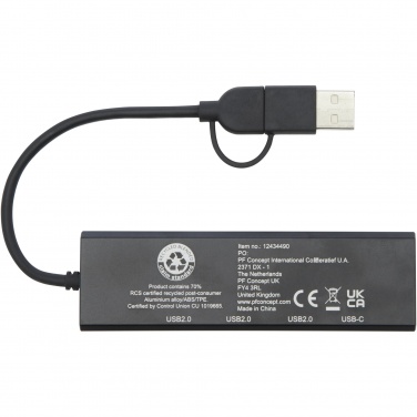 Logo trade advertising products image of: Rise RCS recycled aluminium USB 2.0 hub