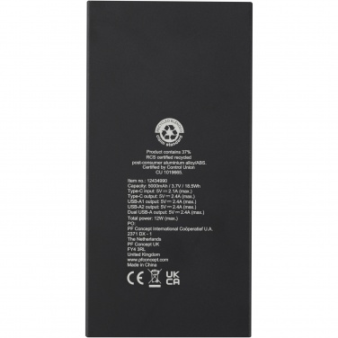 Logotrade promotional gift image of: Connect 5000 mAh recycled aluminium power bank 