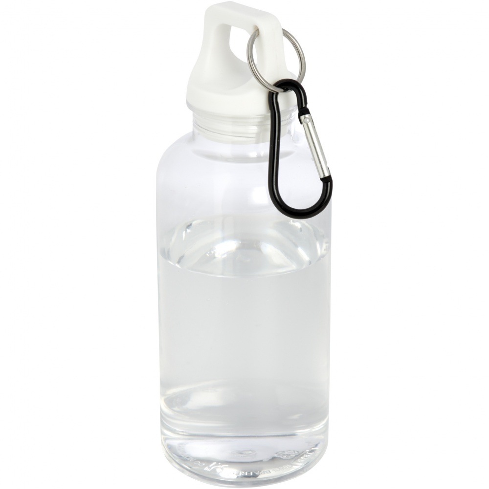 Logo trade promotional gifts image of: Oregon 400 ml RCS certified recycled plastic water bottle with carabiner