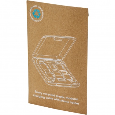 Logo trade corporate gift photo of: Savvy recycled plastic modular charging cable with phone holder