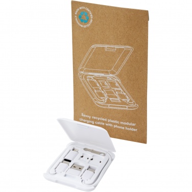 Logo trade promotional gifts image of: Savvy recycled plastic modular charging cable with phone holder