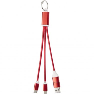 Logotrade promotional merchandise picture of: Metal 4-in-1 recycled aluminium charging cable with keychain