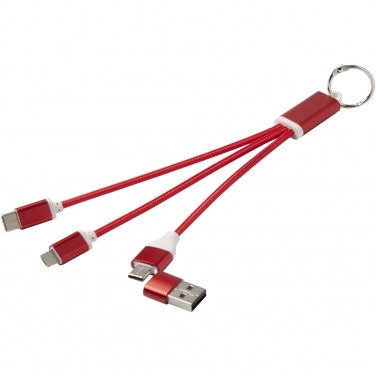 Logo trade promotional items picture of: Metal 4-in-1 recycled aluminium charging cable with keychain