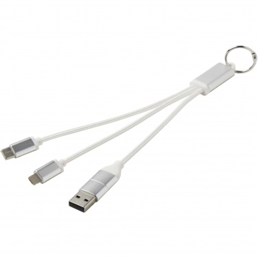 Logotrade promotional merchandise photo of: Metal 4-in-1 recycled aluminium charging cable with keychain