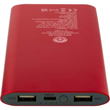 Logotrade advertising products photo of: Juice 8000 mAh Type-C recycled aluminium wireless power bank