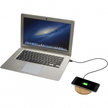 Logo trade promotional gifts image of: Essence 15W bamboo wireless charging pad