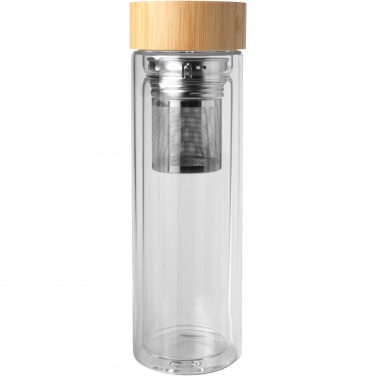 Logotrade promotional merchandise picture of: Bailey 400 ml borsilicate glass infuser bottle with bamboo lid