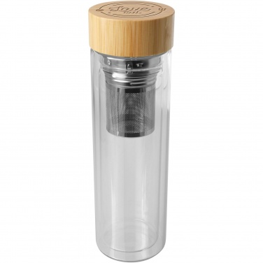 Logo trade promotional item photo of: Bailey 400 ml borsilicate glass infuser bottle with bamboo lid