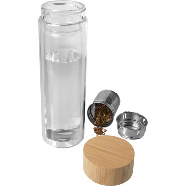 Logotrade business gift image of: Bailey 400 ml borsilicate glass infuser bottle with bamboo lid