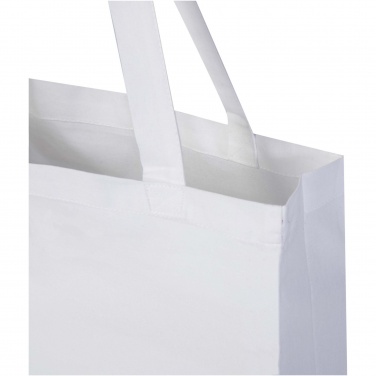Logo trade promotional giveaway photo of: Madras 140 g/m² GRS recycled cotton gusset tote bag
