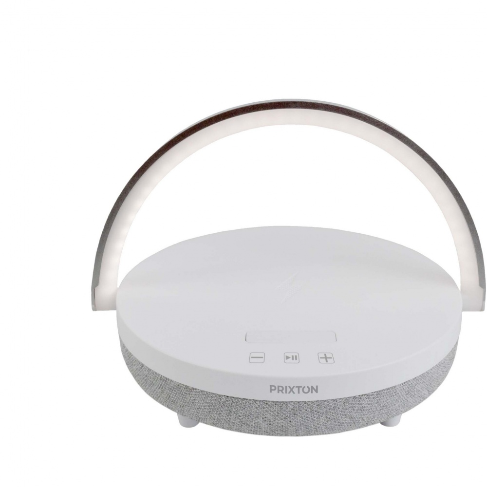 Logo trade promotional giveaways picture of: Prixton 4-in-1 10W Bluetooth® speaker with LED light and wireless charging base