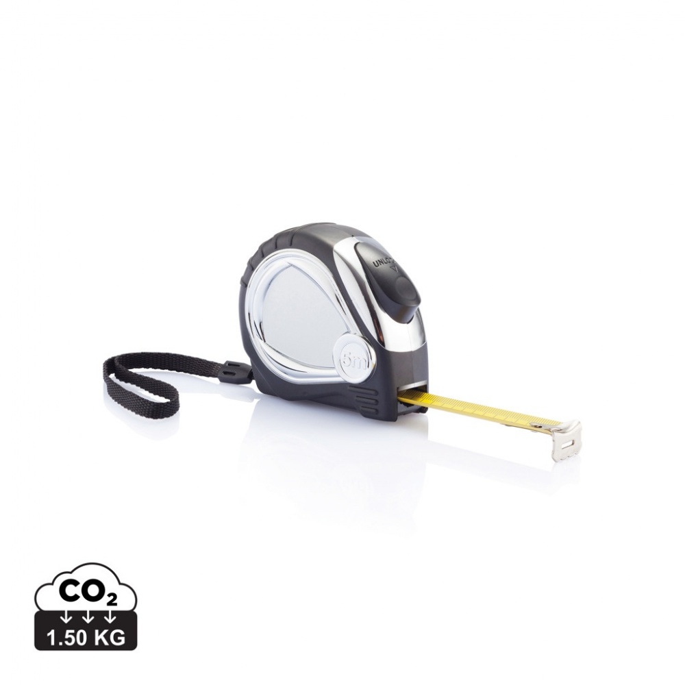 Logo trade promotional items picture of: Chrome plated auto stop tape measure