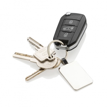 Logo trade promotional merchandise picture of: RCS recycled zinc alloy rectangle keyring