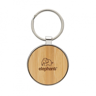 Logo trade promotional merchandise image of: RCS recycled zinc alloy round keychain with bamboo