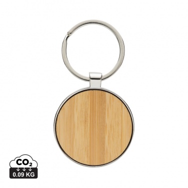 Logo trade promotional items image of: RCS recycled zinc alloy round keychain with bamboo