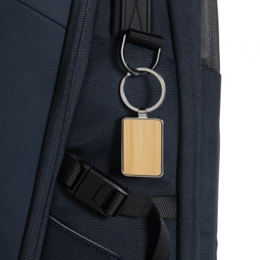 Logotrade business gift image of: RCS recycled zinc alloy rectangle keychain with bamboo