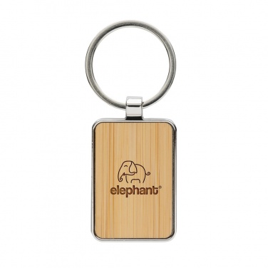 Logo trade promotional gifts picture of: RCS recycled zinc alloy rectangle keychain with bamboo