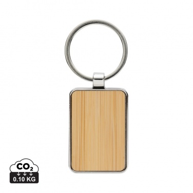 Logotrade business gift image of: RCS recycled zinc alloy rectangle keychain with bamboo