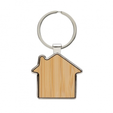 Logo trade promotional product photo of: RCS recycled zinc alloy house keychain with bamboo