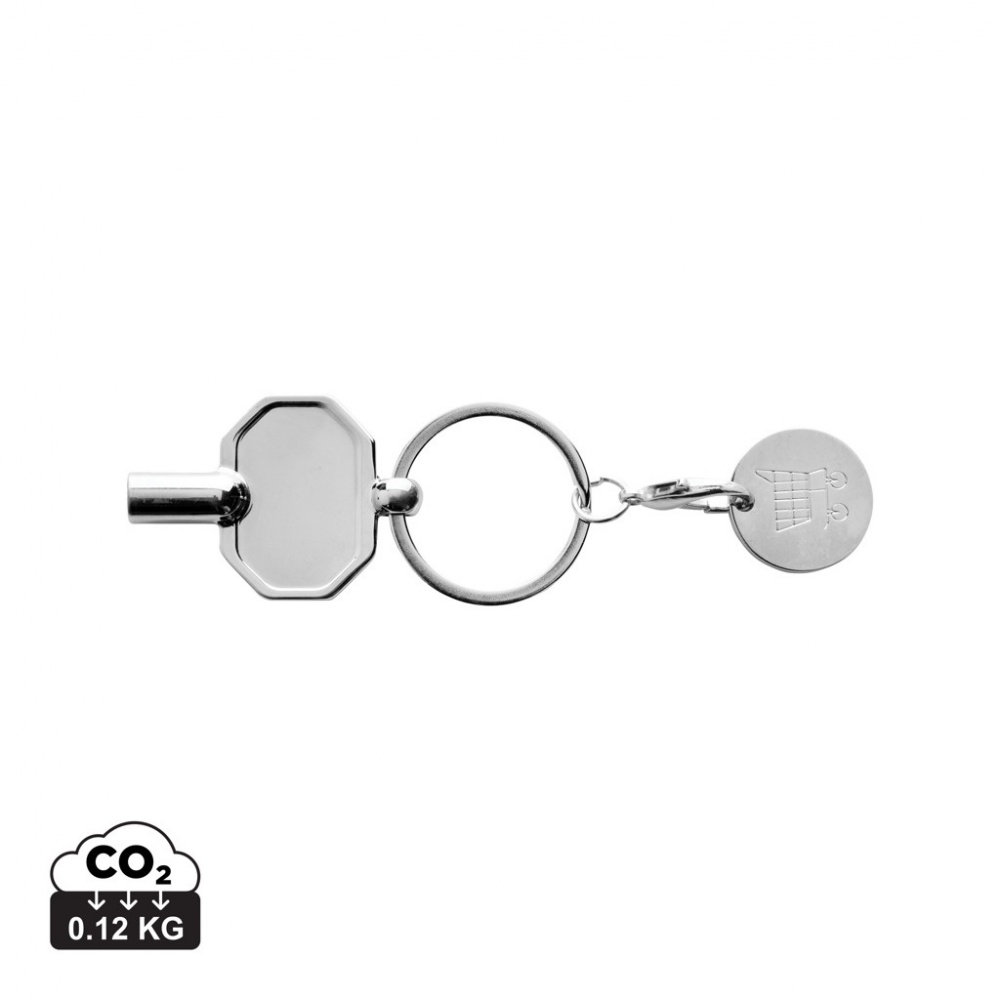 Logo trade promotional products image of: RCS recycled zinc alloy radiator key keychain with coin