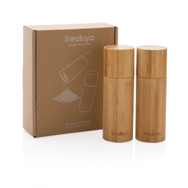 Logo trade advertising products picture of: Ukiyo bamboo salt and pepper mill set