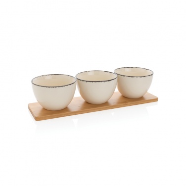 Logo trade business gift photo of: Ukiyo 3pc serving bowl set with bamboo tray