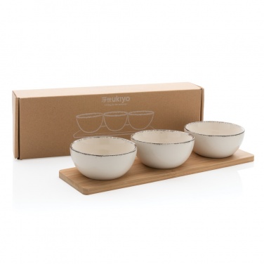 Logo trade promotional merchandise image of: Ukiyo 3pc serving bowl set with bamboo tray