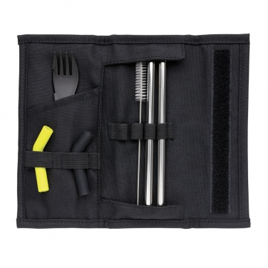 Logo trade promotional merchandise image of: Tierra 2pcs straw and cutlery set in pouch