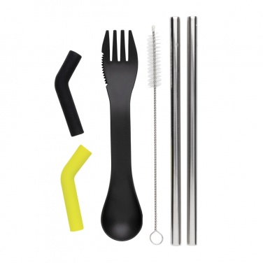 Logo trade promotional product photo of: Tierra 2pcs straw and cutlery set in pouch