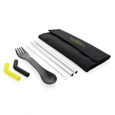 Logo trade business gift photo of: Tierra 2pcs straw and cutlery set in pouch