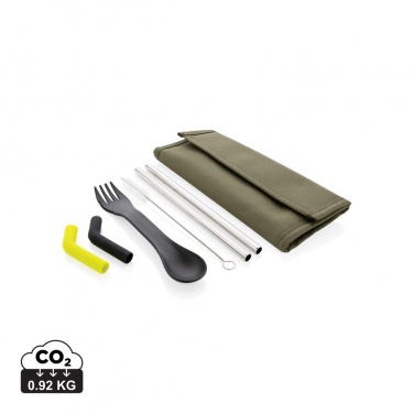 Logo trade advertising products picture of: Tierra 2pcs straw and cutlery set in pouch